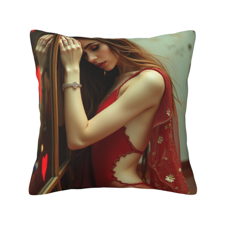 Funda de cojín de peluche con retrato femenino estético - Okomall
