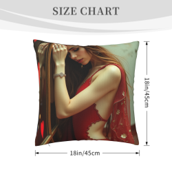Housse de coussin en peluche avec portrait féminin esthétique - Okomall