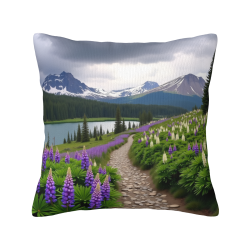 Funda de cojín de felpa con paisaje de montaña - 18x18 pulgadas | Okomall