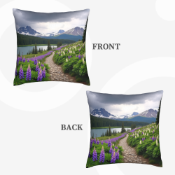 Funda de cojín de felpa con paisaje de montaña - 18x18 pulgadas | Okomall