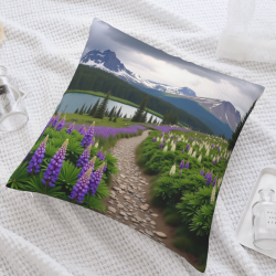 غطاء وسادة فروي بمناظر جبلية - 45 × 45 سم | Okomall