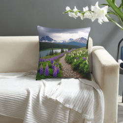 غطاء وسادة فروي بمناظر جبلية - 45 × 45 سم | Okomall