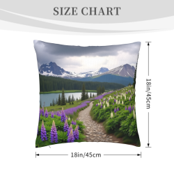 Funda de cojín de felpa con paisaje de montaña - 18x18 pulgadas | Okomall