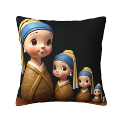 Housse de coussin en peluche à motif de fille jolie recto verso - Okomall