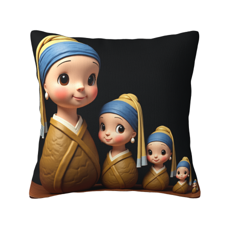 Housse de coussin en peluche à motif de fille jolie recto verso - Okomall