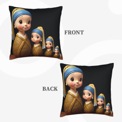Housse de coussin en peluche à motif de fille jolie recto verso - Okomall