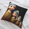 Housse de coussin en peluche à motif de fille jolie recto verso - Okomall