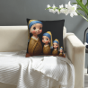 Housse de coussin en peluche à motif de fille jolie recto verso - Okomall