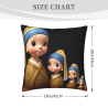 Housse de coussin en peluche à motif de fille jolie recto verso - Okomall