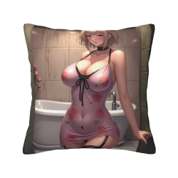 Plaid-Kissenbezug mit Mädchen-Motiv im Bademantel - Okamall