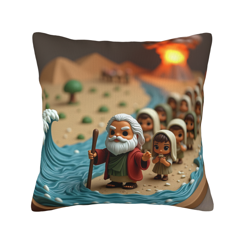 Funda de cojín de peluche con tema de "El Éxodo de Moisés" - Okomall