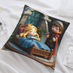 Funda de cojín de peluche con castillo de cuento de hadas - Okomall
