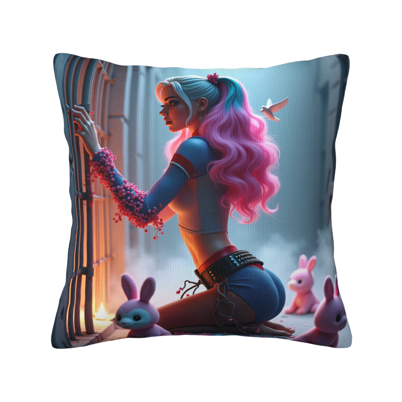 Okomall Exquisite Girl Theme Plush Pillow Cover - 18x18in