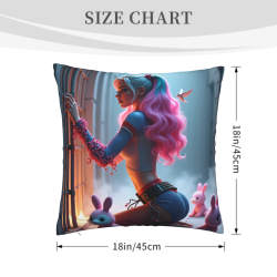 Okomall Exquisite Girl Theme Plush Pillow Cover - 18x18in