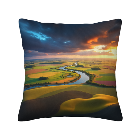 Plüsch-Kissenbezug mit Landschaftsmotiv - okomall