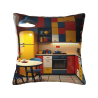 Housse de coussin en peluche géométrique vintage - Okomall