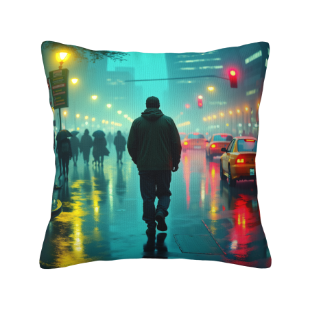 霓虹雨夜毛絨抱枕套 - Okomall
