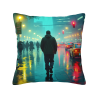 霓虹雨夜毛絨抱枕套 - Okomall