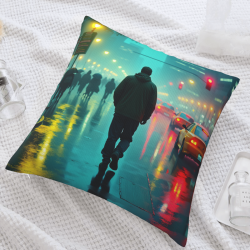 Neon Rain Night Plush Pillow Cover - Okomall