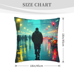 Neon Rain Night Plush Pillow Cover - Okomall