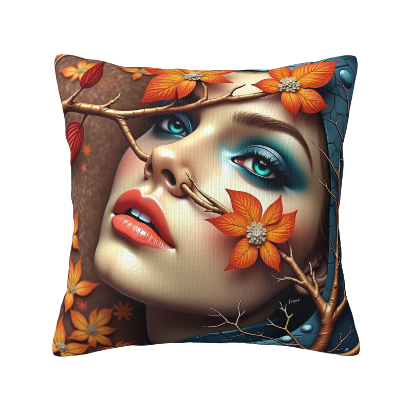 Housse de coussin en peluche à motif de forêt enchantée, double face - Okomall