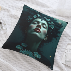 Funda de cojín de felpa 'Sueño de Opulencia' - 18x18 pulgadas | OKOMALL