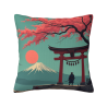 日式風景抱枕套 - 富士山與武士 | Okomall