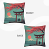 Housse de coussin paysage japonais - Mont Fuji et Samouraï | Okomall
