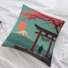 Funda de cojín de paisaje japonés - Monte Fuji y Samurai | Okomall