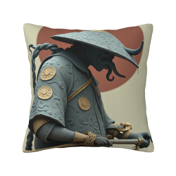 Custodia per cuscino in peluche con tema dei samurai - Okomall