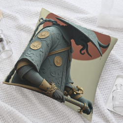 Housse de coussin en peluche sur le thème des samouraïs - Okomall