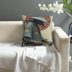 Housse de coussin en peluche sur le thème des samouraïs - Okomall