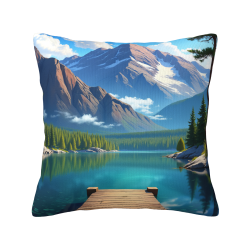Housse de coussin en peluche avec motif de montagne - 18x18 pouces | OKOMALL