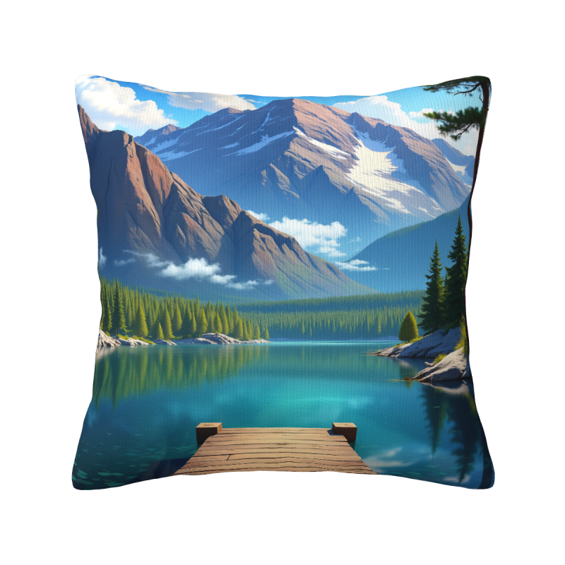 山景毛絨抱枕套 - 18x18英寸 | OKOMALL