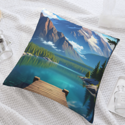 山景毛絨抱枕套 - 18x18英寸 | OKOMALL