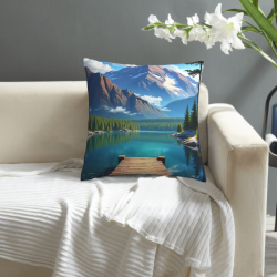 Funda de cojín de felpa con motivo de montaña - 18x18 pulgadas | OKOMALL