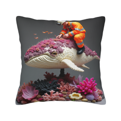 Taie d'oreiller à thème océanique - 18x18 pouces, motif dauphin et corail