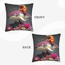 Taie d'oreiller à thème océanique - 18x18 pouces, motif dauphin et corail