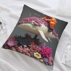 Taie d'oreiller à thème océanique - 18x18 pouces, motif dauphin et corail