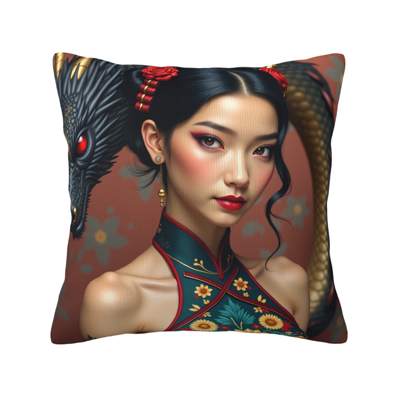 Coussin moelleux avec motif de Belle de l'Orient - Okomall