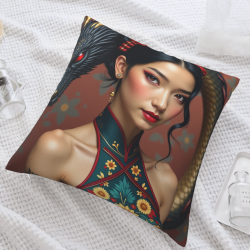 Coussin moelleux avec motif de Belle de l'Orient - Okomall
