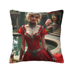 Funda de Almohada de Peluche con Diseño de Niña en Jardín de Ensueño - Okomall