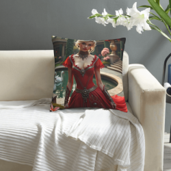 Coussin en peluche avec motif de fille de jardin rêveuse - Okomall