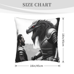 드래곤 프린트 плюшевый 쿠션 커버 - 18x18인치 | Okomall