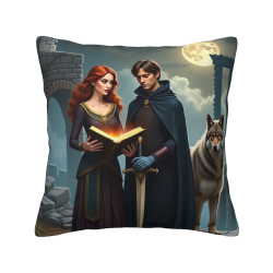 Housse de coussin en peluche sur le thème du chevalier et du loup - Okomall
