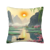 Housse de coussin en peluche avec paysage montagneux - Okomall