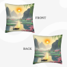 Housse de coussin en peluche avec paysage montagneux - Okomall