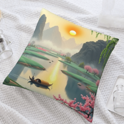山水意境毛絨抱枕套 - Okomall