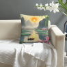 Housse de coussin en peluche avec paysage montagneux - Okomall