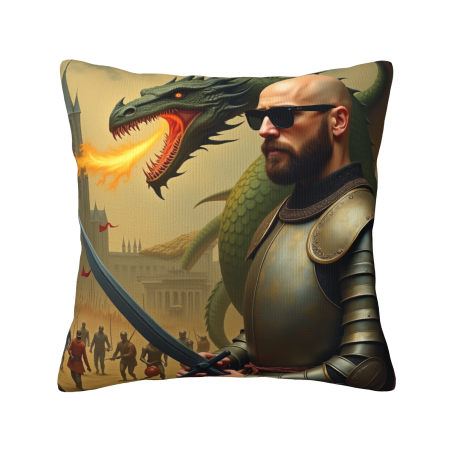 Housse de coussin en peluche à motif de chevalier médiéval - Okomall